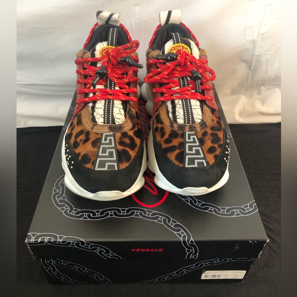 Versace Chain Reaction Greek Key-Print Sneakers
